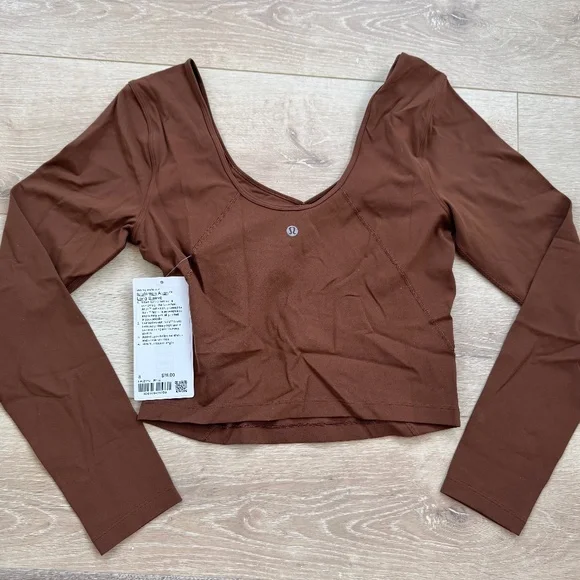 lululemon athletica Brown Long Sleeve Scoop Crop Top - Picture 1 of 4